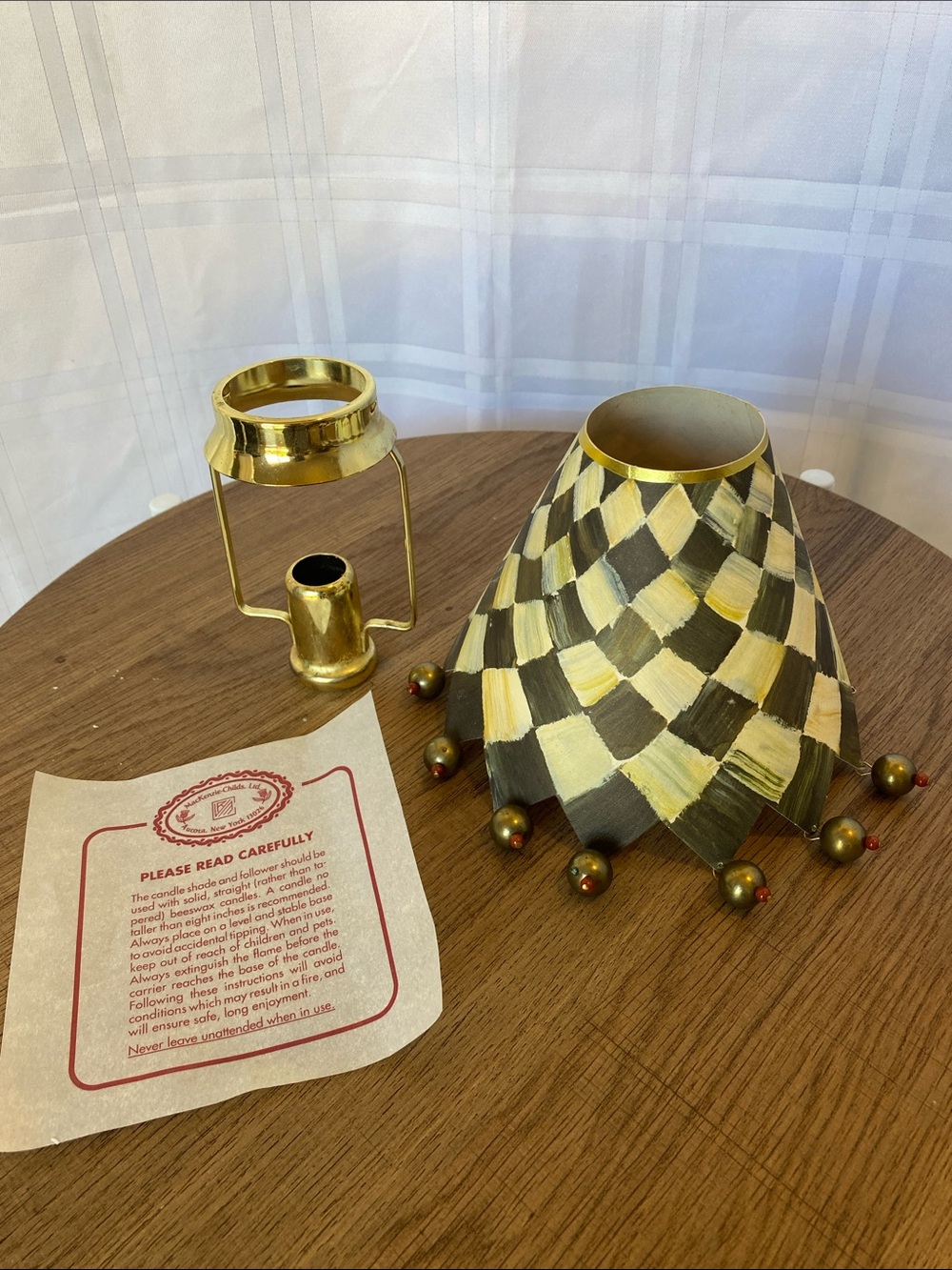 MacKenzie-Childs Paper Shade and Brass Shade Holder Foyer Collection Retired